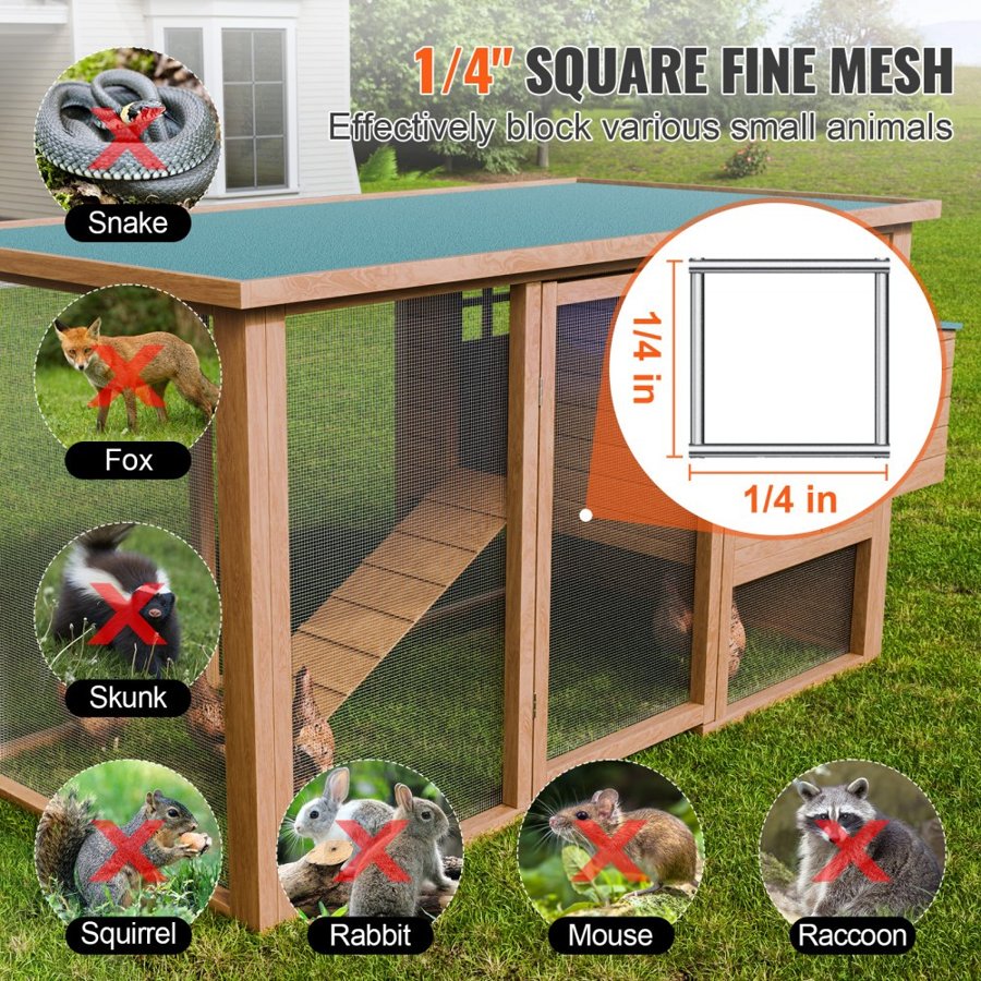 VEVOR Hardware Cloth 6.35 mm 1220 mm x 30.48 m 23 Gauge Chicken Wire Fence, Hot-Dip Galvanized After Welding Metal Wire Mesh Roll, Garden Plant Welded Fencing Roll Supports Poultry Netting Cage Fence