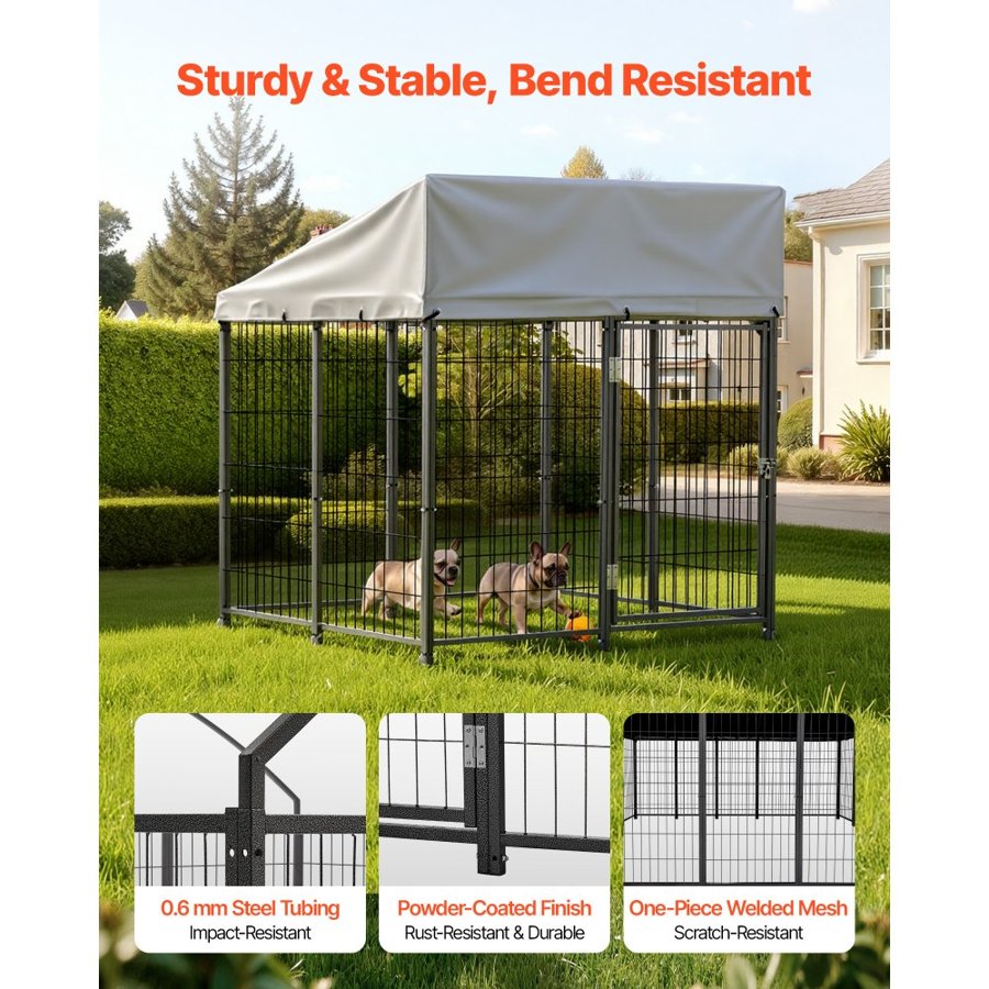 VEVOR Heavy Duty Outdoor Dog Kennel with Roof – 3.67×3.78 ft