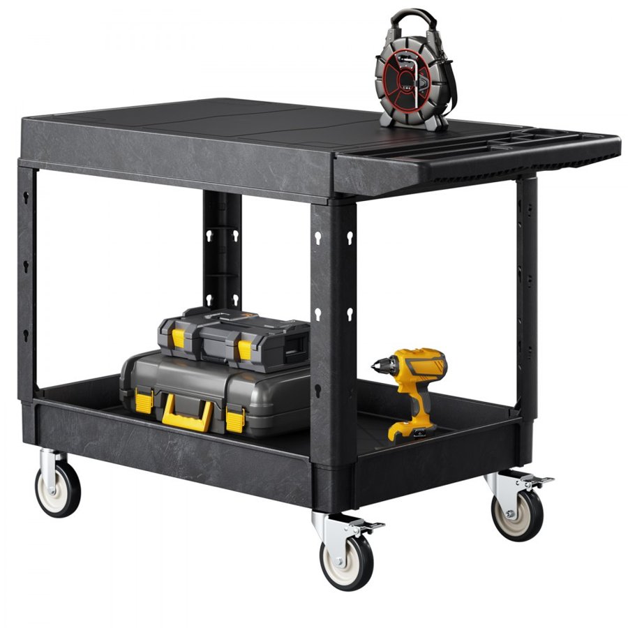 VEVOR Two Shelf Cart – 550 Lbs, 37 X 25.4 Inch, 2-Tier
