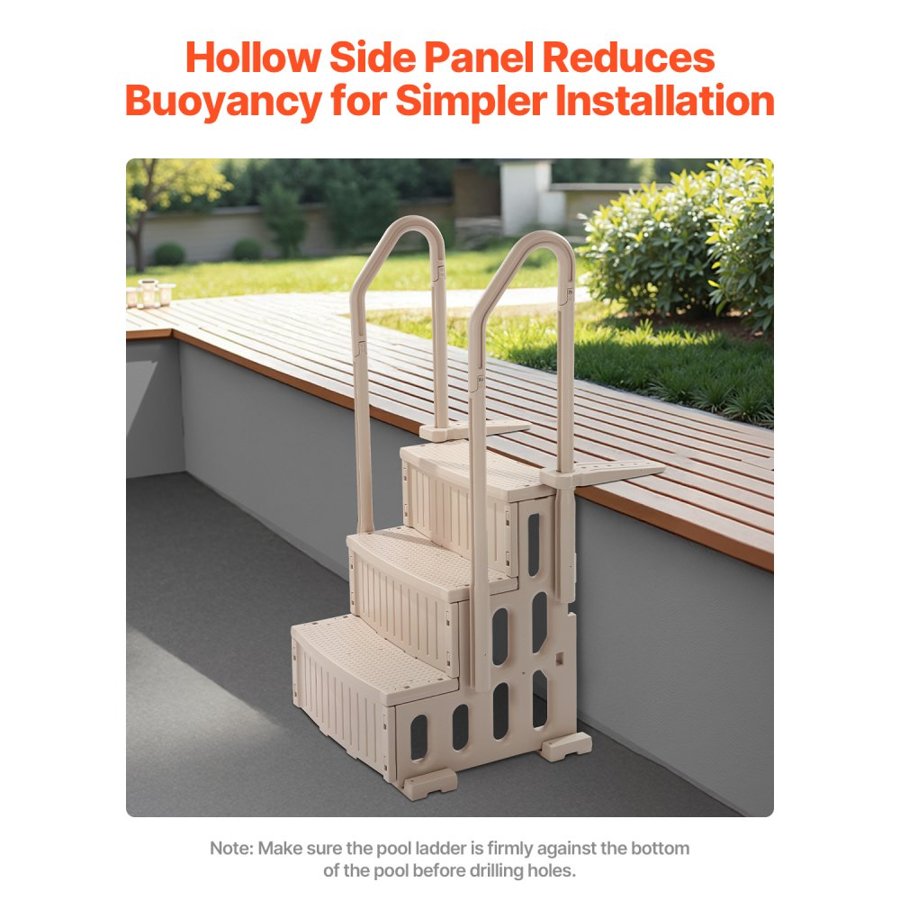 VEVOR Swimming Pool Stair — 3-Step Double Handrails Ladder