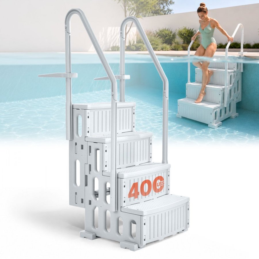 VEVOR Inground Swimming Pool Ladder Steps – 4-Step, 400 Lbs