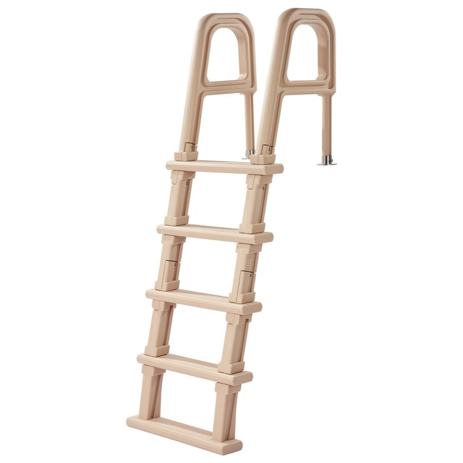 VEVOR Swimming Pool Ladder, Inclined 5-Step Double Handrails Stair, Non-slip Wide Step, 136 kg Load Capacity, for 121.9-137.2 cm Inground & Above-ground Pools, Any Deck Surface, Indoor & Outdoor, Taupe