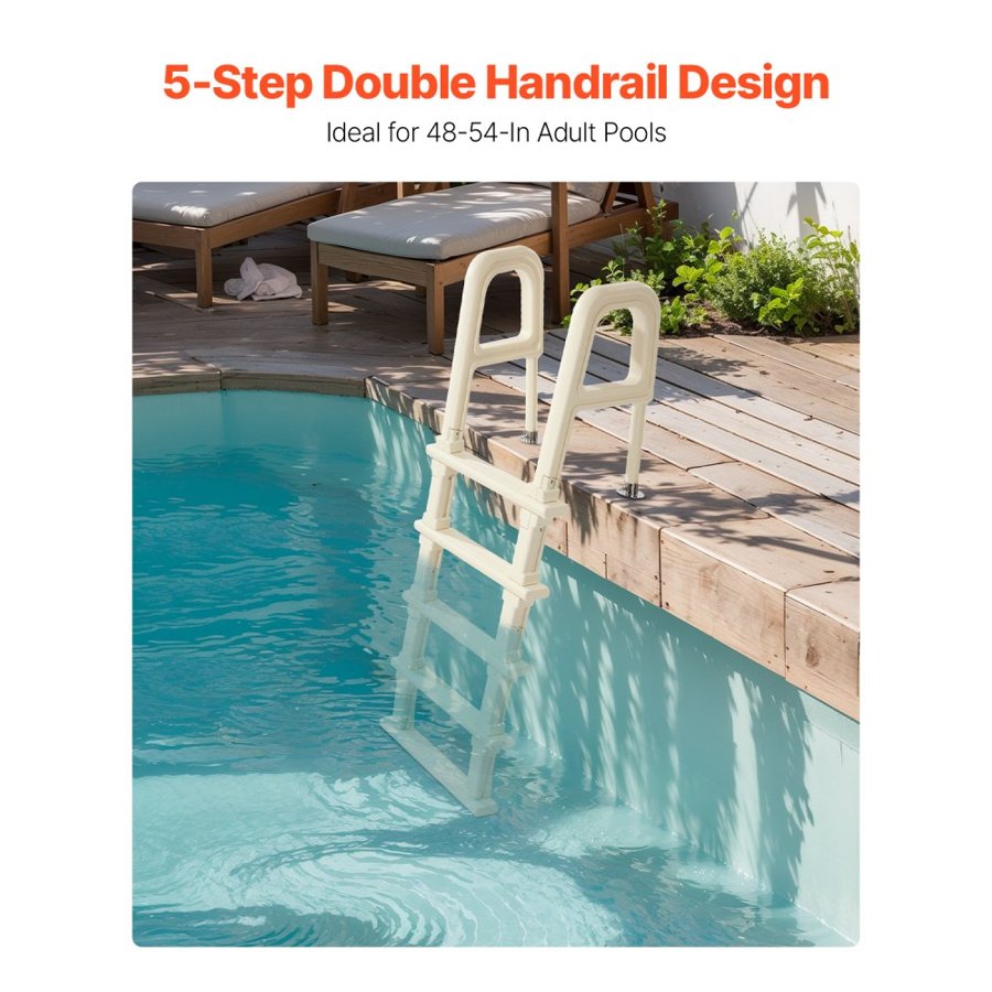 VEVOR 5 Step Pool Ladder – 75° Inclined, 300 Lb Capacity
