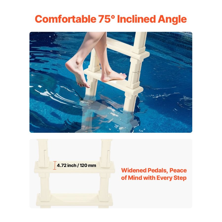 VEVOR 5 Step Pool Ladder – 75° Inclined, 300 Lb Capacity