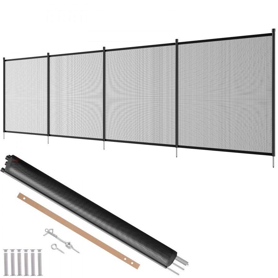 VEVOR Pool Fence, 1.2 x 3.7 m Pool Fences for Inground Pools, Removable Child Safety Pool Fencing, Easy DIY Installation Swimming Pool Fence, 340gms Teslin PVC Pool Fence Mesh Protects Kids and Pets
