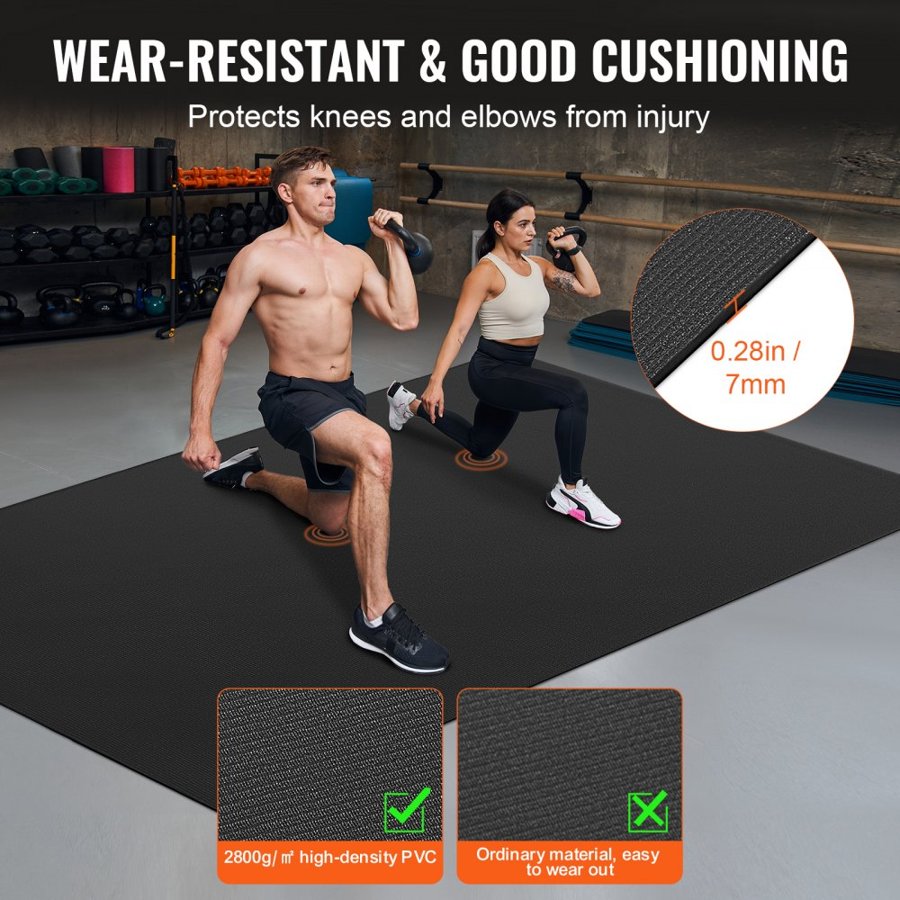 VEVOR Exercise Mat Non Slip Yoga Mat Gym Fitness Pilate Workout Mat (2.4x1.5 m)