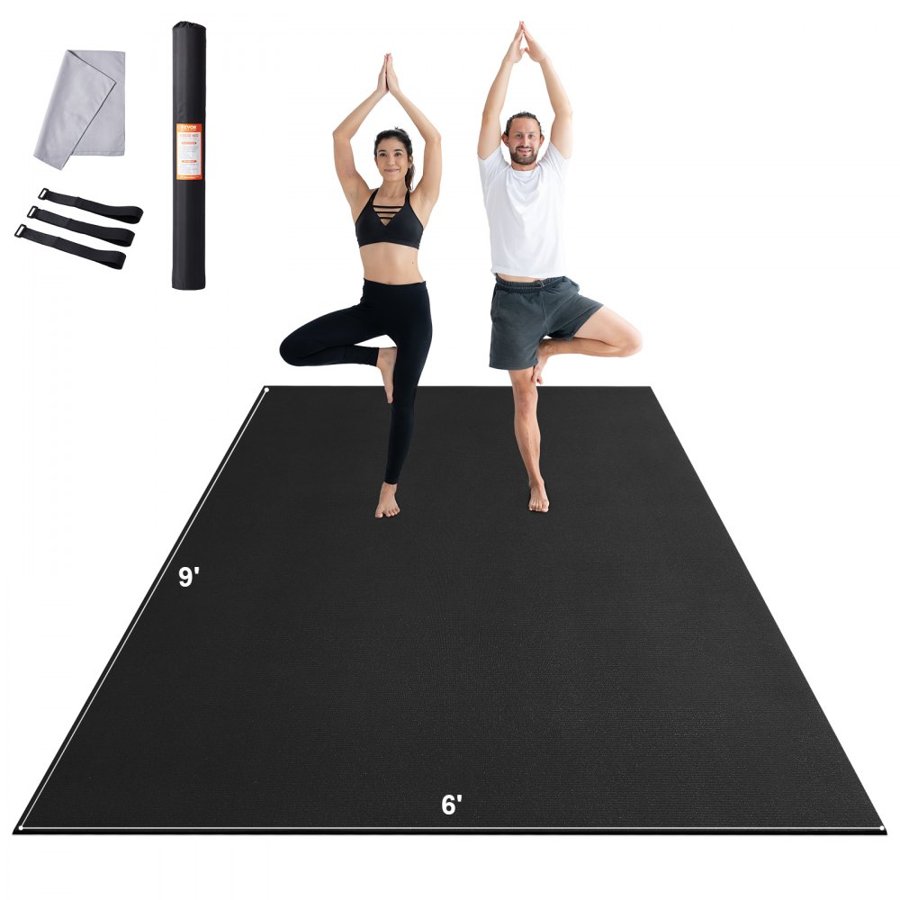 VEVOR Exercise Mat, Non Slip High Density Premium Yoga Mat, Exercise Yoga Mat for Men & Women, Fitness & Exercise Mat with Bag & Carry Strap, for All Types of Home Yoga, Pilate & Floor Workout (9x6ft)
