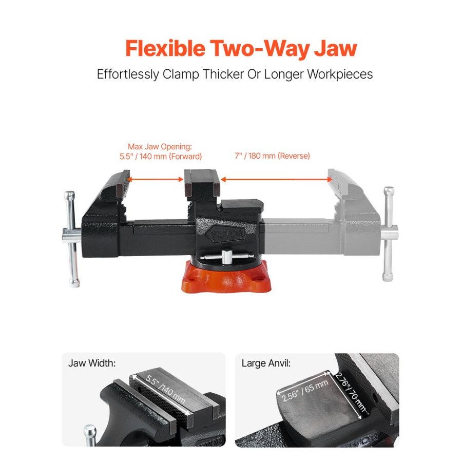 VEVOR Heavy-Duty Bench Vise — 360° Rotation & Two-Way Jaws