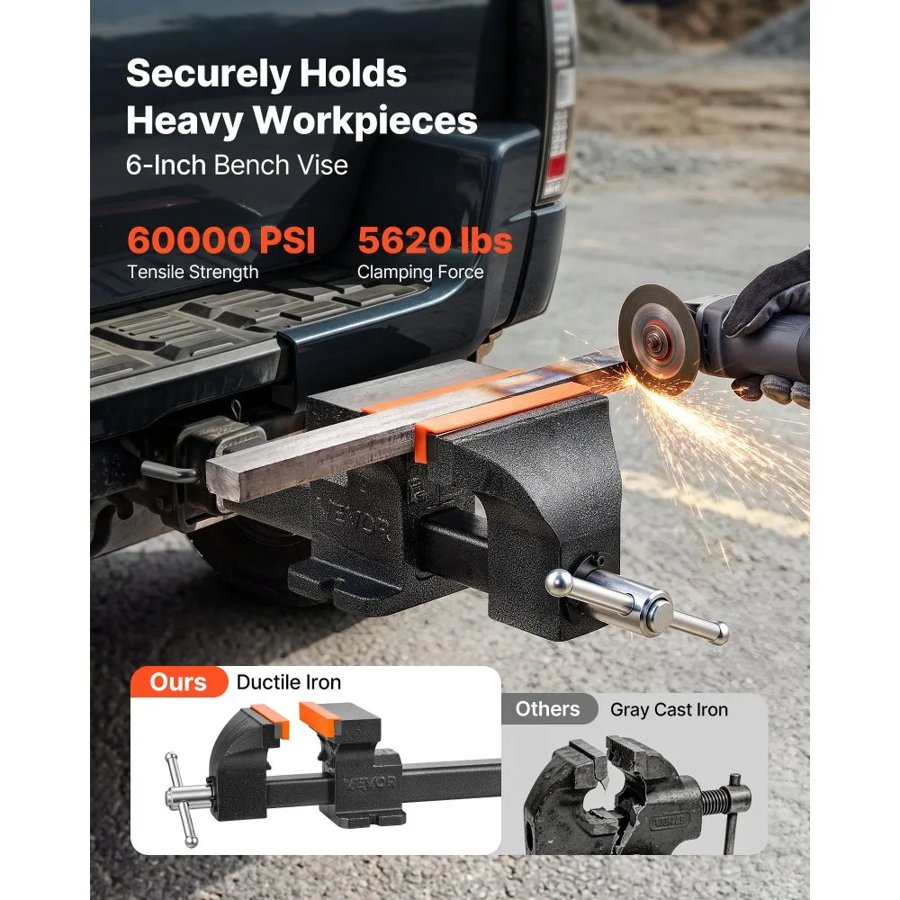 VEVOR Truck Hitch Vise – 150 mm Jaw, 25 kN, Ductile Iron
