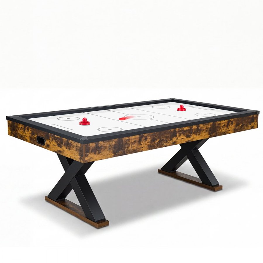 VEVOR 2.1m Air Hockey Table with Electronic Scorer & High-powered Blower, for Family Game Room, Basements and Home, Air Powered Hockey Arcade Game Table Set with Pushers & Pucks, Stable X-shaped Leg