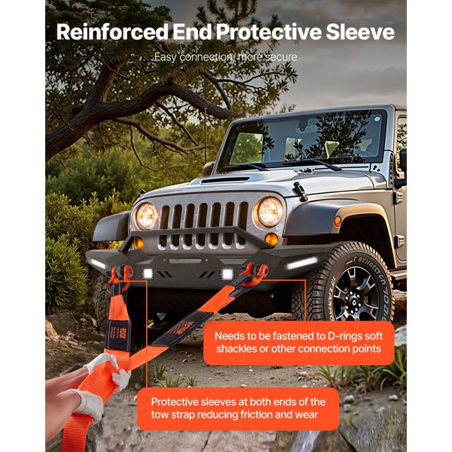VEVOR Recovery Tow Straps – 3" x 8', 36,000 lbs, 3.5 mm