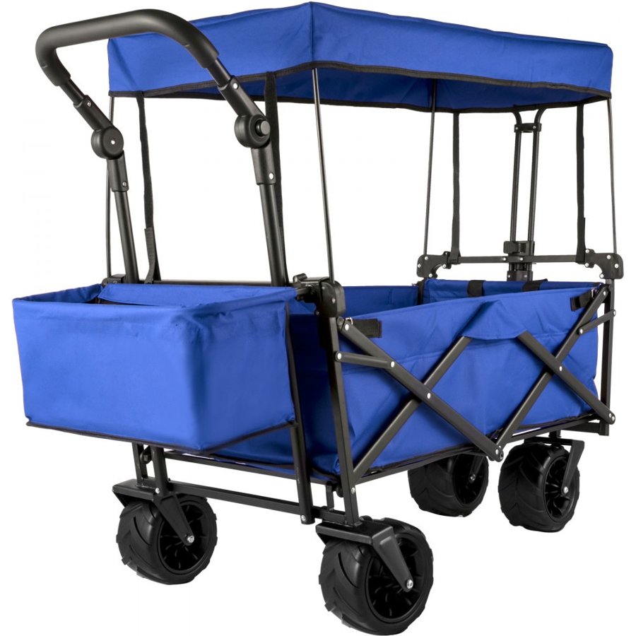 VEVOR XL Collapsible Garden Wagon with Canopy & Storage