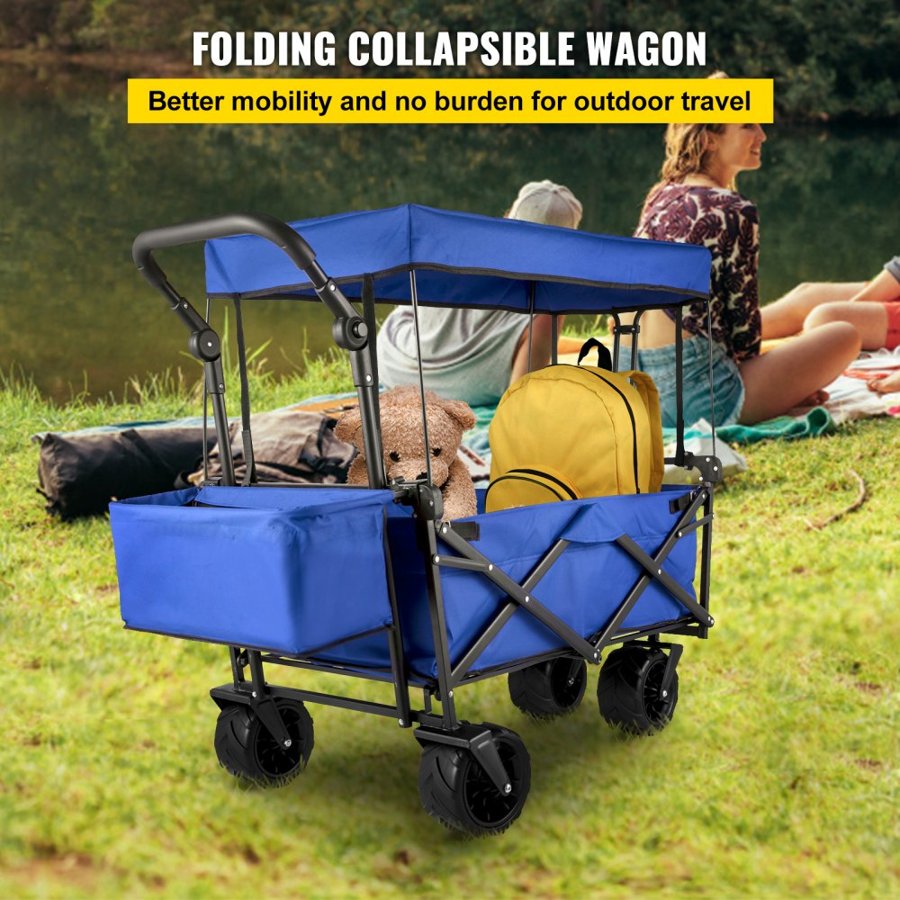 VEVOR XL Collapsible Garden Wagon with Canopy & Storage