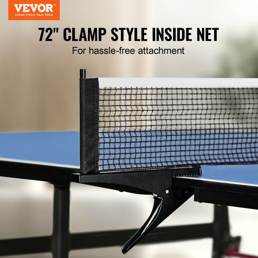 VEVOR Ping Pong Table, Professional Table Tennis Game, Indoor MDF Portable Table Tennis Table, Foldable Ping Pong Table with Quick Clamp Net and Lockable Wheels, 10 Minute Easy Assembly, 12mm Tabletops