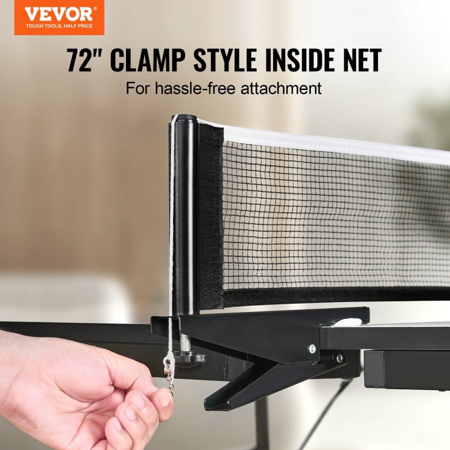 VEVOR Ping Pong Table, Professional Table Tennis Game, Indoor MDF Portable Table Tennis Table, Foldable Ping Pong Table with Quick Clamp Net and Lockable Wheels, 10 Minute Easy Assembly, 18mm Tabletops