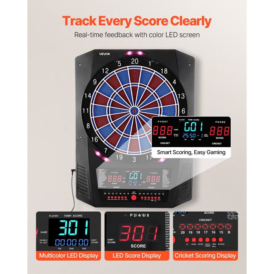 VEVOR Digital Dart Board with LED Scoring and 45 Games