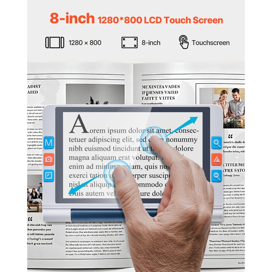 VEVOR Portable Digital Magnifier – 8 Inch, 26 Color, 13MP