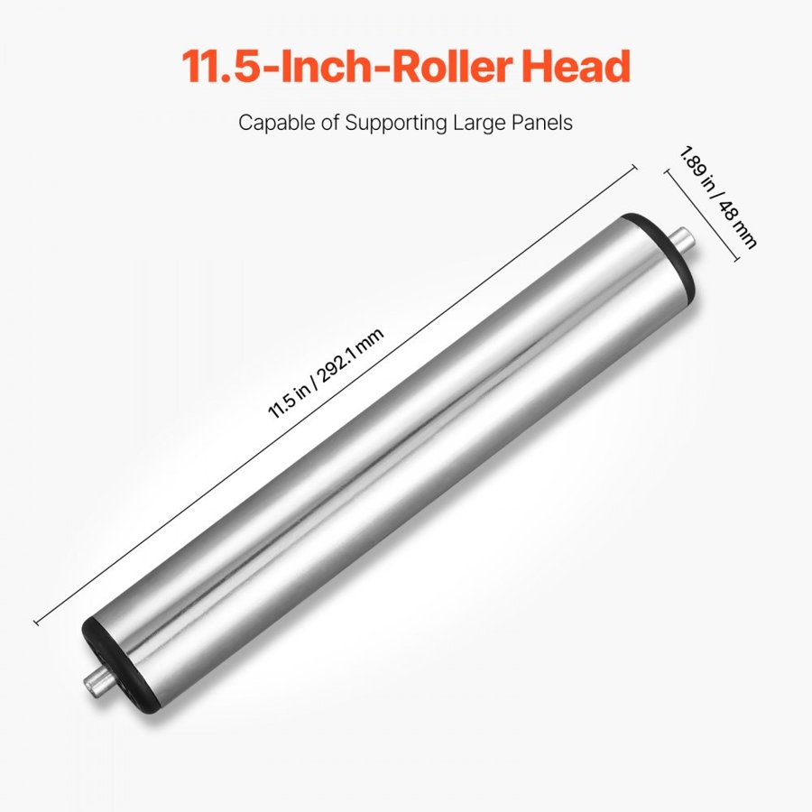 VEVOR 2-Pack Roller Stands, 61 kg / 135 lb Load Capacity, 26.8-42.5" Adjustable Height, Folding Heavy Duty Design with 11.5 in Polished Steel Roller Head, for Table Saw Outfeed Woodworking Extension Support
