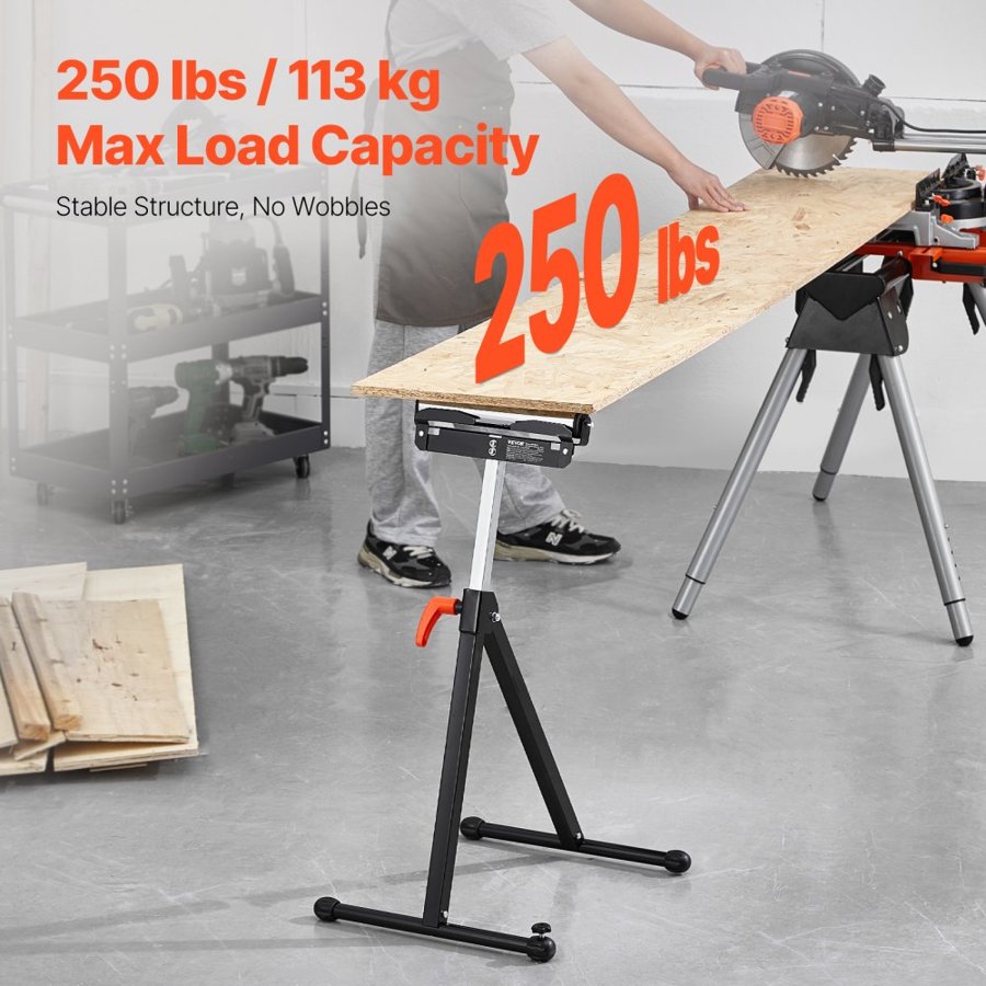 VEVOR Roller Stand for Saw – 27-43 inch, 250 lbs, 2-Pack