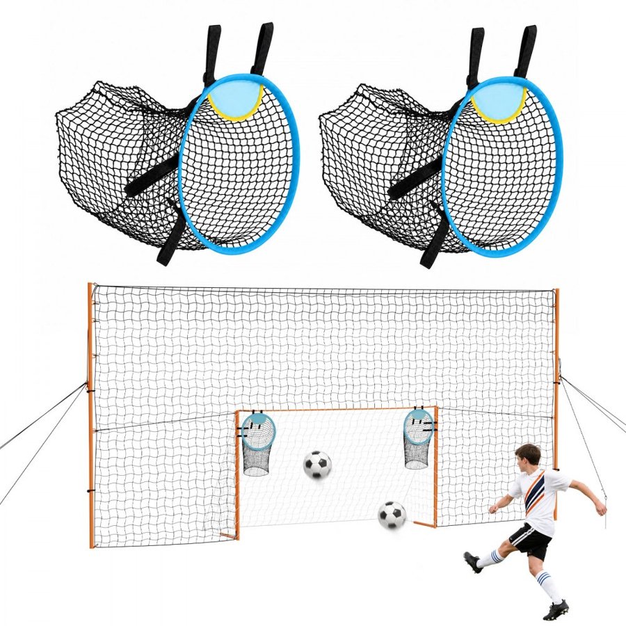 VEVOR Soccer Goal 9 x 5 FT Soccer Goal for Backyard with Iron Frame PE Net, Durable Backstop, Target Net, Ground Stakes, Ropes, for Youth & Adults, Outdoor Sports, Backyard Practice Training Games