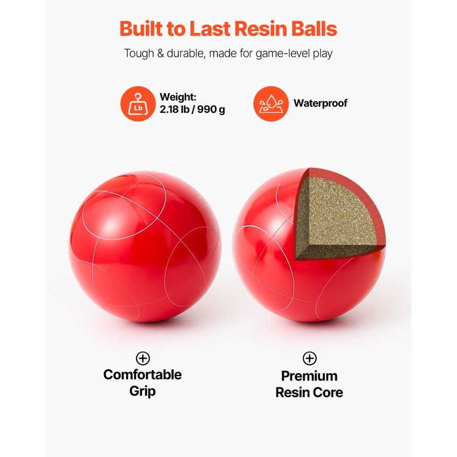 VEVOR Bocce Ball Set For Beach – 107 mm Resin, 8 Balls