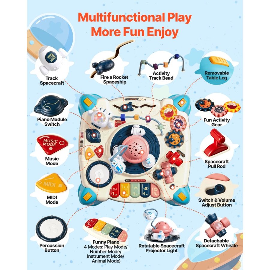 VEVOR Baby Activity Table – Space Theme, 60+ Sounds, 6-18M
