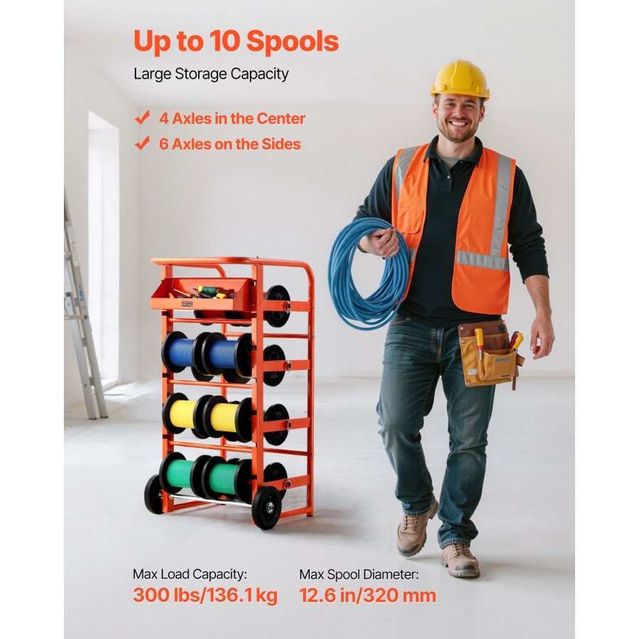 VEVOR Electrician Wire Rack – 11 Crossbars, 300 lbs, 50 FT