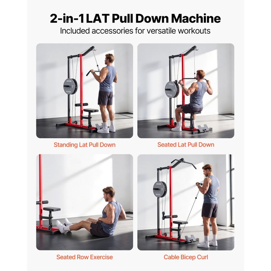 VEVOR Lat Pull Down Machine – 2-in-1, 227kg Capacity
