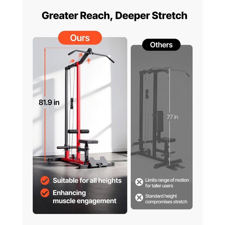 VEVOR Lat Pull Down Machine – 2-in-1, 227kg Capacity