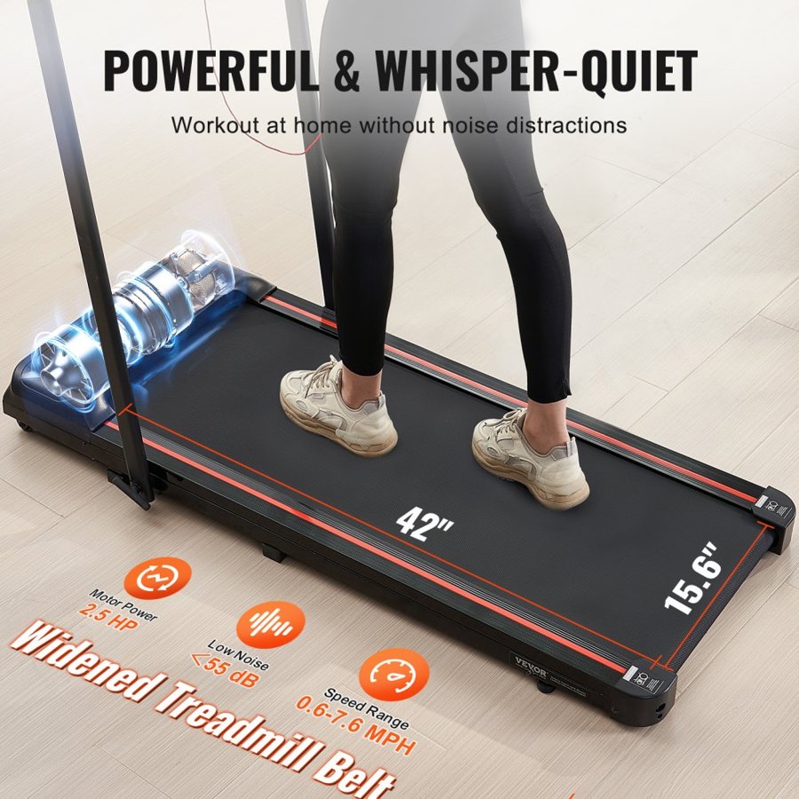 VEVOR Walking Pad, Under Desk Treadmill for Home Office, Working Walking Running Machine, 265 Lbs Capacity Folding Treadmill, 2.5HP 2 in 1 Portable Pad with Handle Bar, Remote Control and LED Display