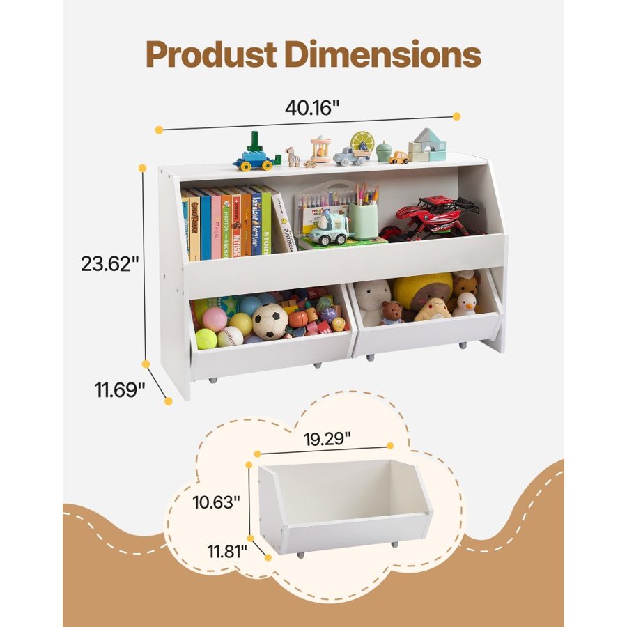 VEVOR Wooden Toy Storage Organizer – 2 Drawers, Top Shelf