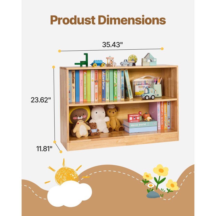 VEVOR Montessori Bookshelf And Toy Storage – 35.4 In, 2-Tier