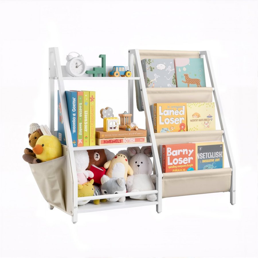 VEVOR Bookshelf for Kids Room – 3-Tier, 7 Compartments