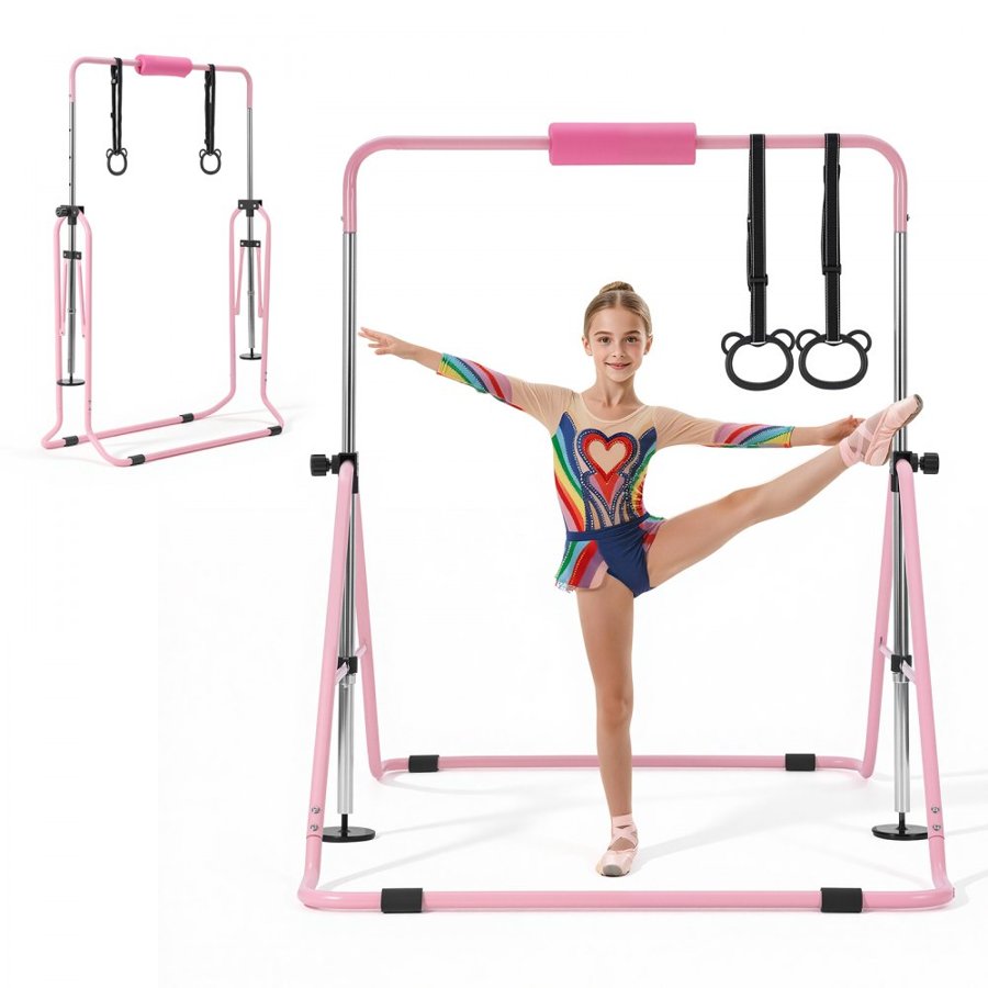VEVOR Folding Gymnastics Bar for Kids – 63.5kg, 5 Heights
