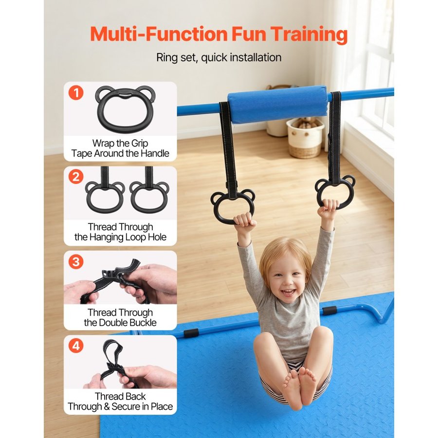 VEVOR Kids Gymnastics Bar and Mat – 63.5 kg Cap, Adjustable