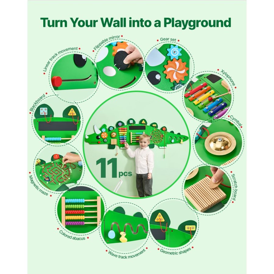 VEVOR Busy Board Wall Mount – Dinosaur Toy, Ages 3-12