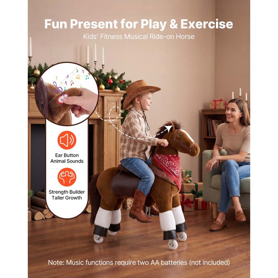 VEVOR Horse Ride On Toy – 80 kg Capacity, 75 mm PU Wheels