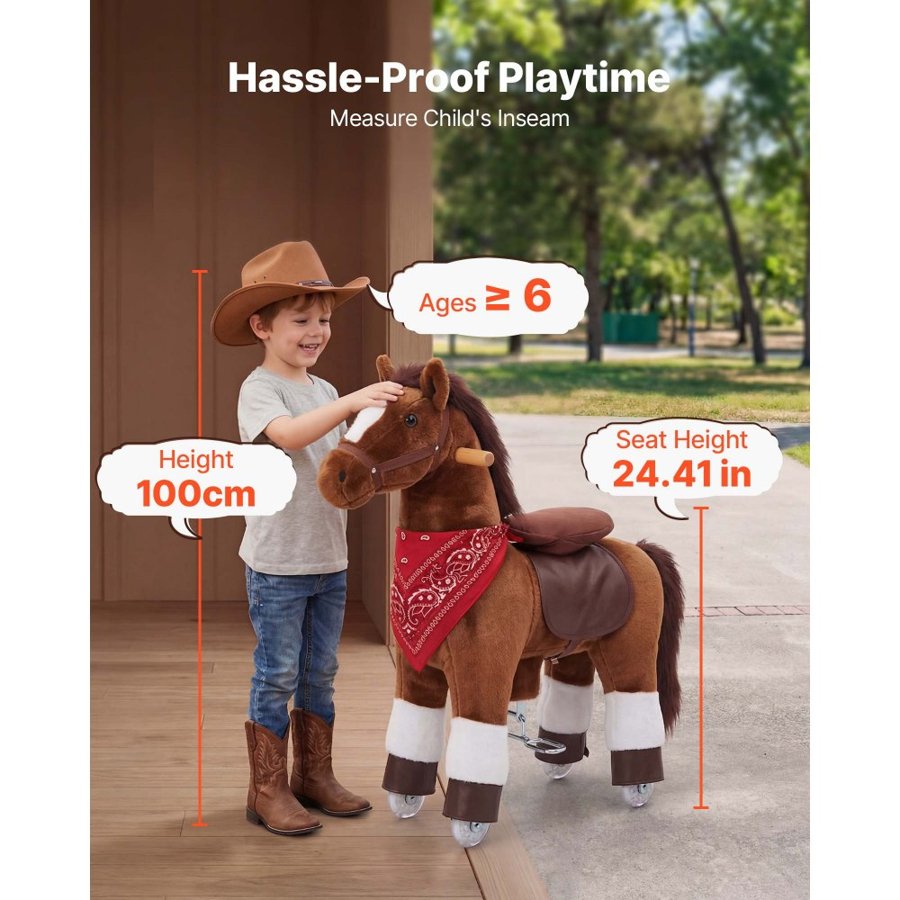 VEVOR Horse Ride On Toy – 80 kg Capacity, 75 mm PU Wheels