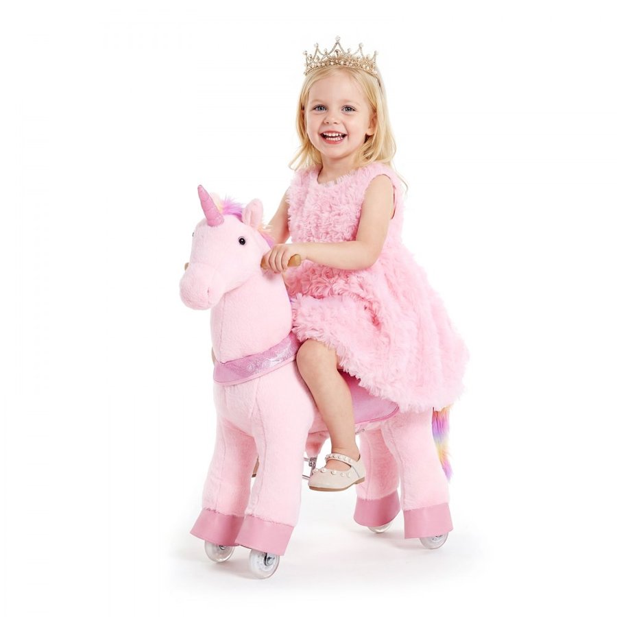 VEVOR Ride On Horse, Riding Pink Unicorn Toys for Kids, No Battery Required, Smooth Wheels with Anti-Roll Stop Ring, Upgraded Raised Seat, Handles, Pedals, 50 kg Max Load Capacity for Ages 3-8