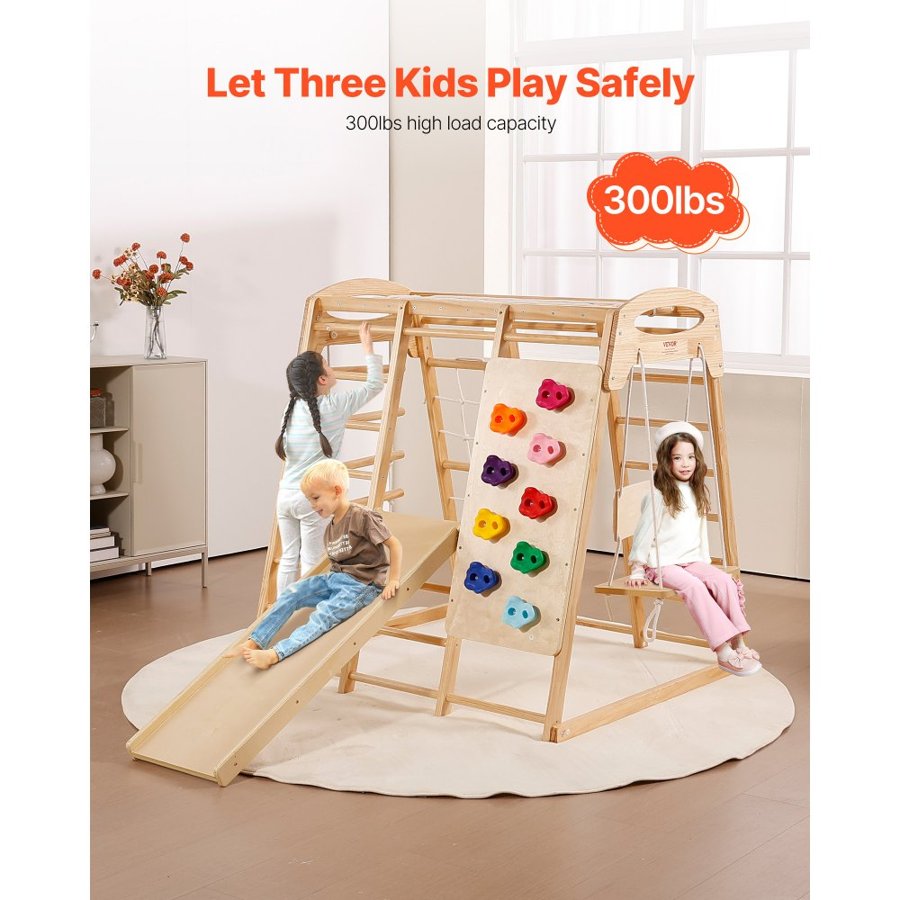 VEVOR Toddler Jungle Gym Indoor – 7-in-1, 43 x 47 x 47 Inch