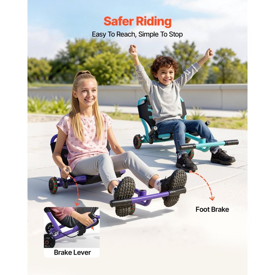 VEVOR Ride on Scooter 68 kg Swing Side-to-Side for Amazing Riding Purple, for Ages 4+, Powered by Zig-Zag Motion, Ride on Toy with 3 Adjustable Length, Hand Brake, for Hard Surface Indoor & Outdoor