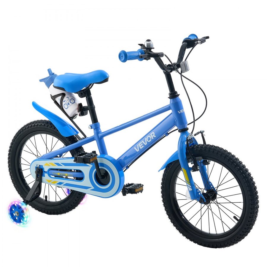 VEVOR Kids Bike, 16 Inch Children Bicycle, Training Wheels BMX Style Blue, for Boys Girls Ages 4-7, Adjustable Seat & Handlebar, Front Brake and Rear Drum Brake, Cup Holder, High-Carbon Steel Frame