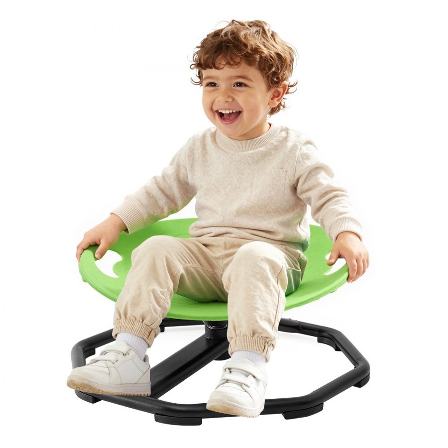 VEVOR Spinning Chair for Autistic Kids Ages 2-6 Autism Sensory Toy 50 kg, Sensory Swivel Seat Products for Children ADHD, Training Body Coordination Balance, 430 mm x 355 mm, Rounded Shape, Green