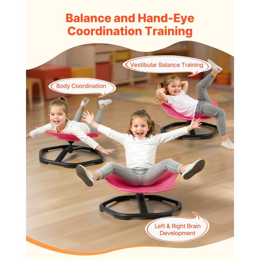 VEVOR Kids Swivel Chair, 220 lbs Capacity, Elephant Shape Sensory Spinning Chair, Autistic Kids Sensory Toy Seat with Non-Slip Metal Base, Toddler Sit & Spin Seat for Coordination Balance Focus, Red