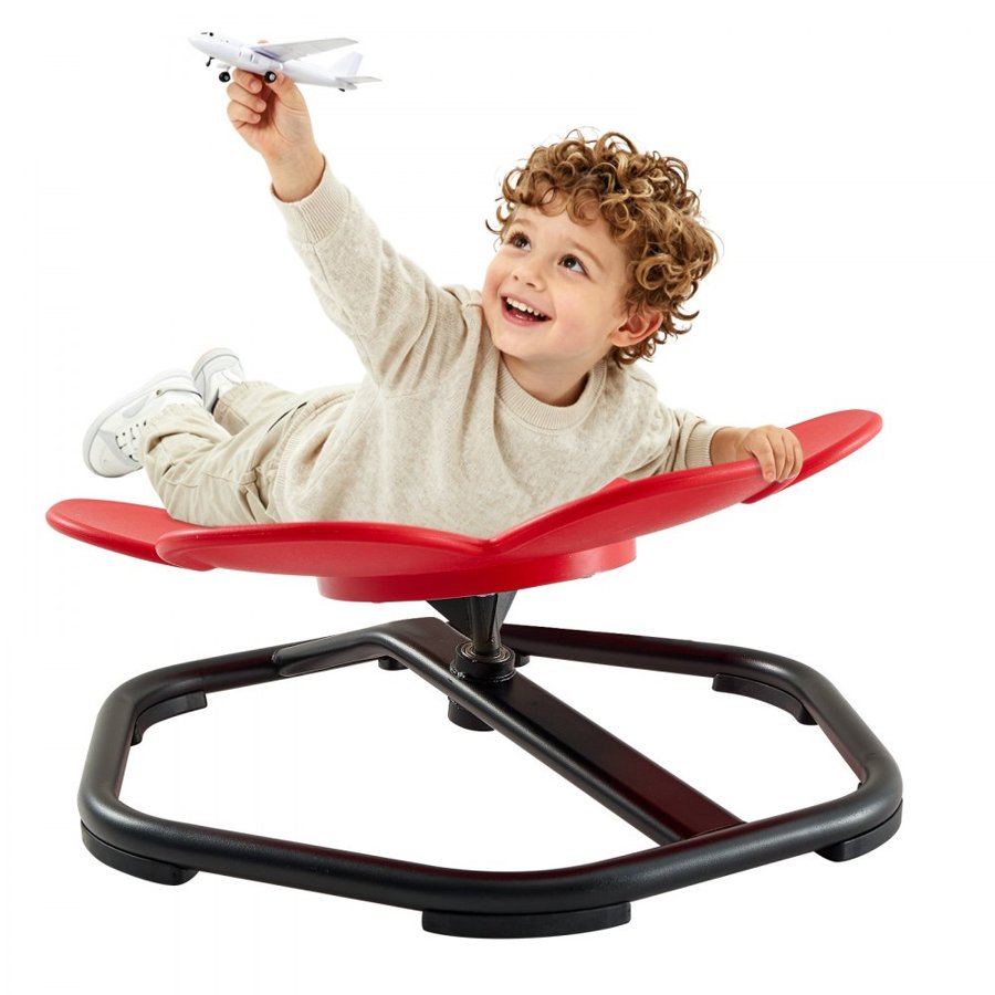 VEVOR Spinning Chair for Autistic Kids Ages 3-12 Autism Sensory Toy 100 kg, Sensory Swivel Seat Products for Children with ADHD, Training Body Coordination Balance, 525 mm x 525 mm, Flower Shape, Red