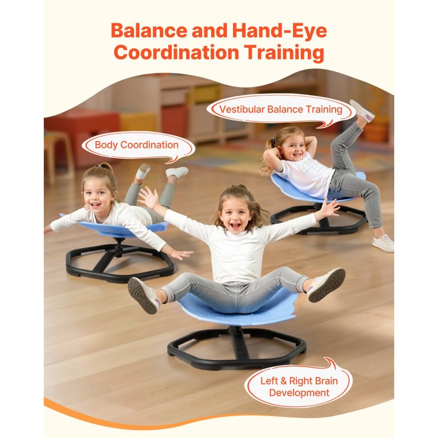 VEVOR Kids Swivel Chair, 220 lbs Capacity, Elephant Shape Sensory Spinning Chair, Autistic Kids Sensory Toy Seat with Non-Slip Metal Base, Toddler Sit & Spin Seat for Coordination Balance Focus, Blue