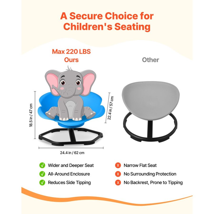 VEVOR Sensory Spin Chair For Kids – 220 Lbs, 360° Swivel