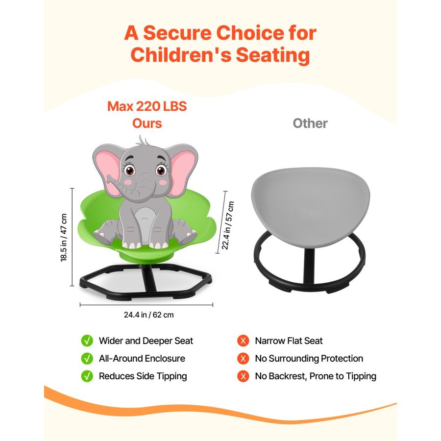 VEVOR Swivel Sensory Chair – 220 lbs Capacity, Sit & Spin