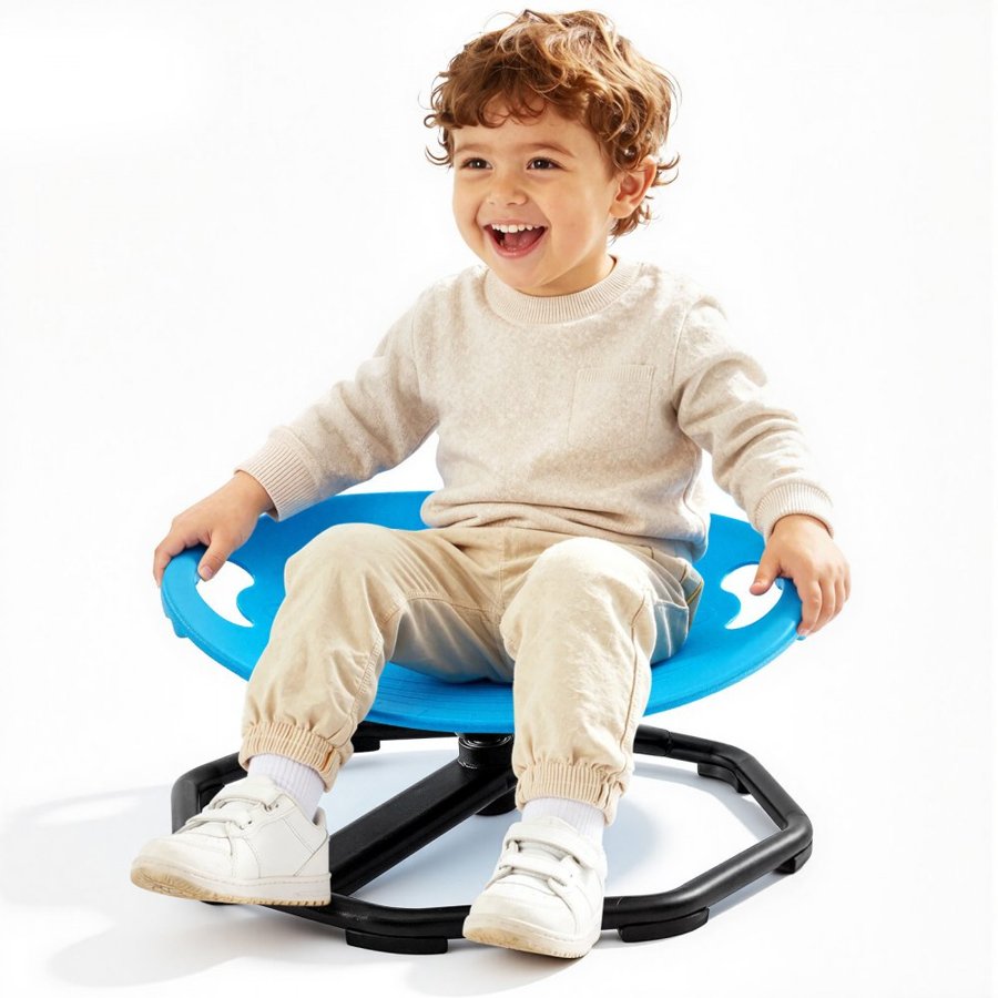 VEVOR Spinning Chair for Autistic Kids Ages 2-6 Autism Sensory Toy 50 kg, Sensory Swivel Seat Products for Children ADHD, Training Body Coordination Balance, 430 mm x 355 mm, Rounded Shape, Blue
