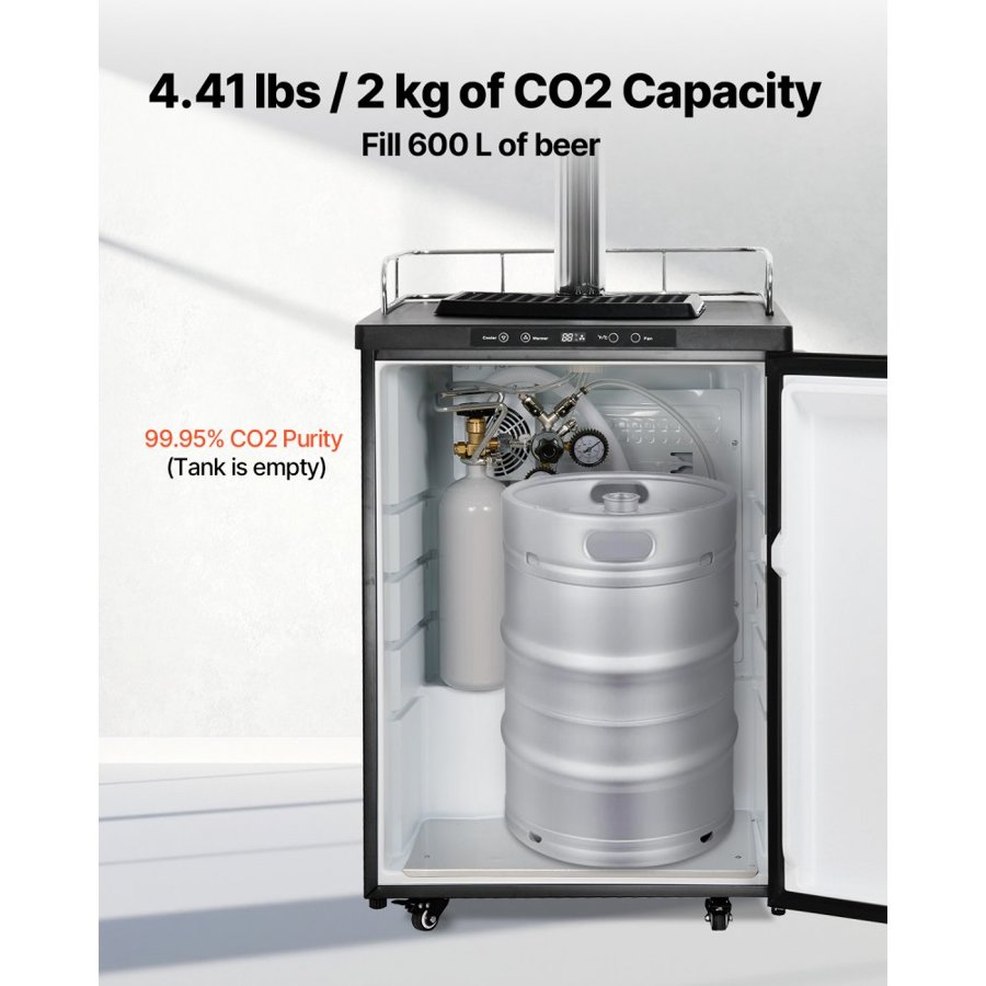VEVOR CO2 Tank, 4.41 lbs New Alloy Steel Cylinder, CO2 Air Tank with Gray Spray Coating, DIN477 Valve, Handle & Adjustable Pressure, TUV Approved Gas Cylinder for Draft Beer Dispensing and Soda Maker